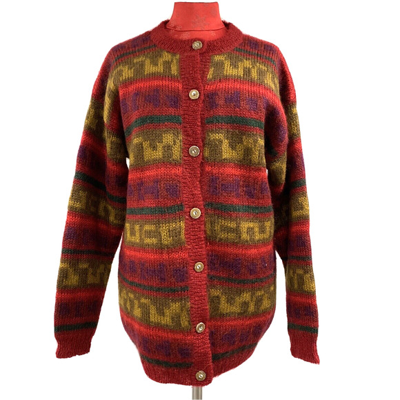 Vintage Eddie Bauer ladies M knit jacket southwestern mohair button front coat - Picture 1 of 9